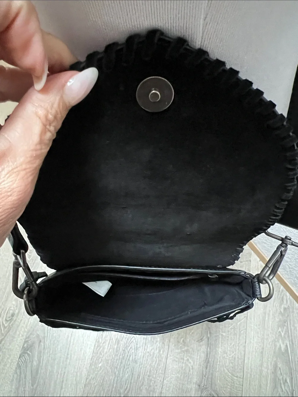 Idyllwind Black Leather Crossbody Bag with Fringe